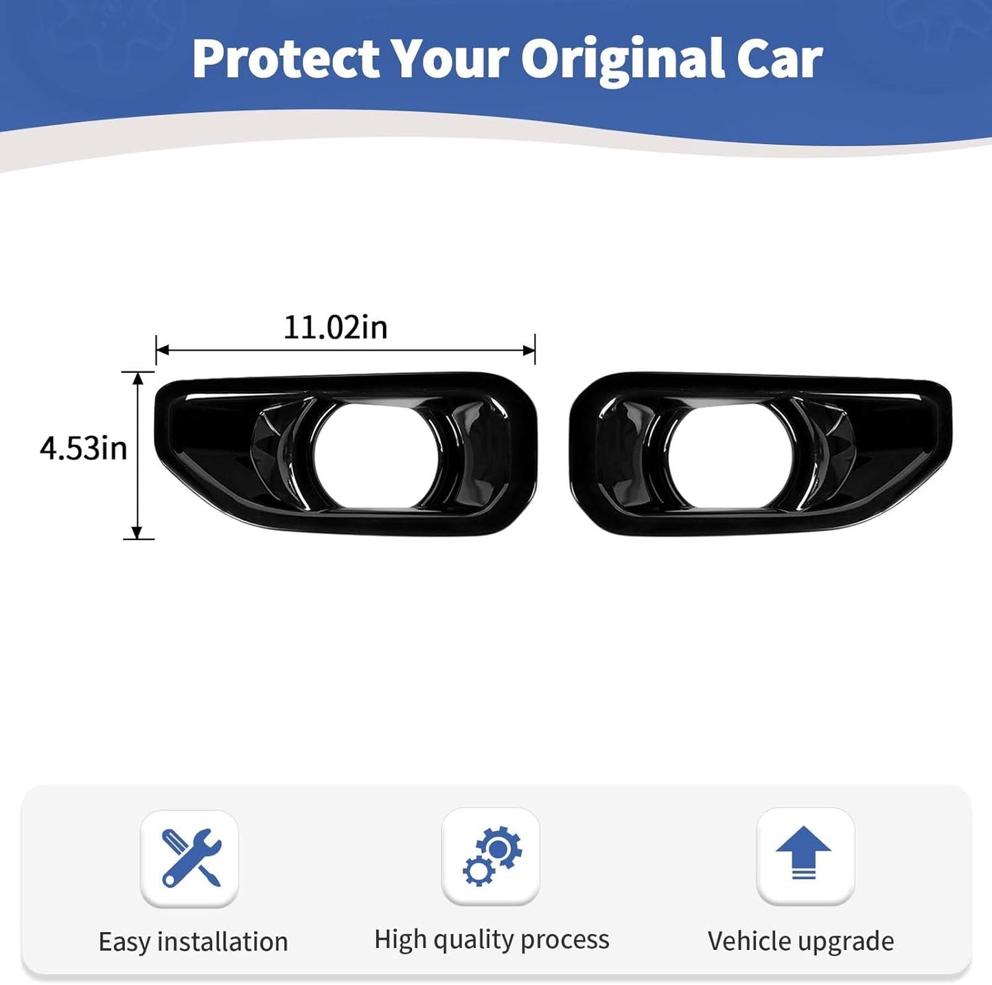 for Jeep JL Front Bumper Fog Light Cover Trim for Jeep Wrangler JL JLU 2018 up for Gladiator JT 2020 up Black Exterior Accessories 2pcs