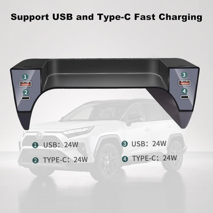 Kyostar Car USB Hub Charger for Toyota RAV4/WILDLANDER 2020-2024, Support USB ＆ Typc C Port 24W Fast Charger, Center Console Multi-Port Cell Phone Charger OEM Docking Adapter Accessory
