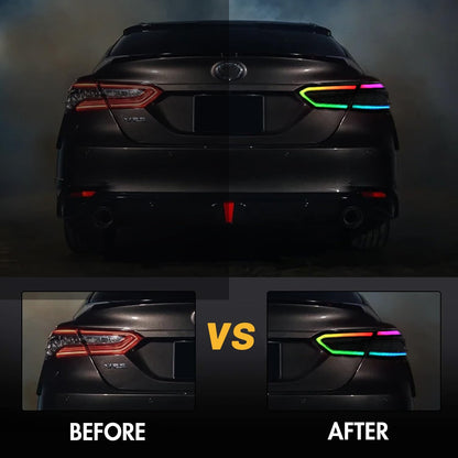 T T-ABC Taillights Compatible with Toyota Camry 2018-2024 LE SE TRD XSE XLE Nightshade Hybrid Tail Lights Assembly 8th Gen Accessories LED Sequential Animation Custom Replacement (NK Style R)