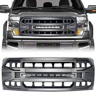 Matte Black Front Grill w/Off-Road Lights Replacement for F150 2009-2014
