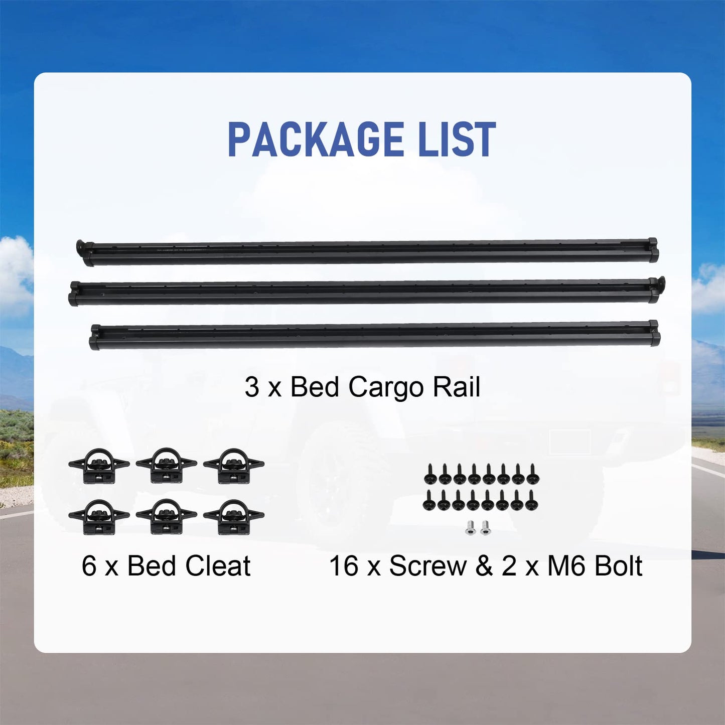 Truck Bed Tie Down Rail Compatible with 2020-2026 Jeep Gladiator Replace# 82215956