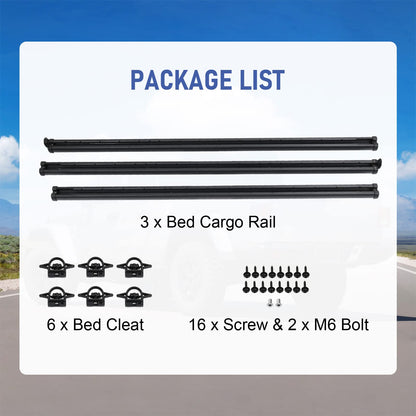 Truck Bed Tie Down Rail Compatible with 2020-2026 Jeep Gladiator Replace# 82215956
