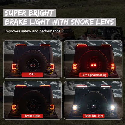 High Mount Brake Light with Turn Signals & Brake Lights, Extra Tail Light For 2018-2023 Wrangler JL Upgrade Roof Tail Lights