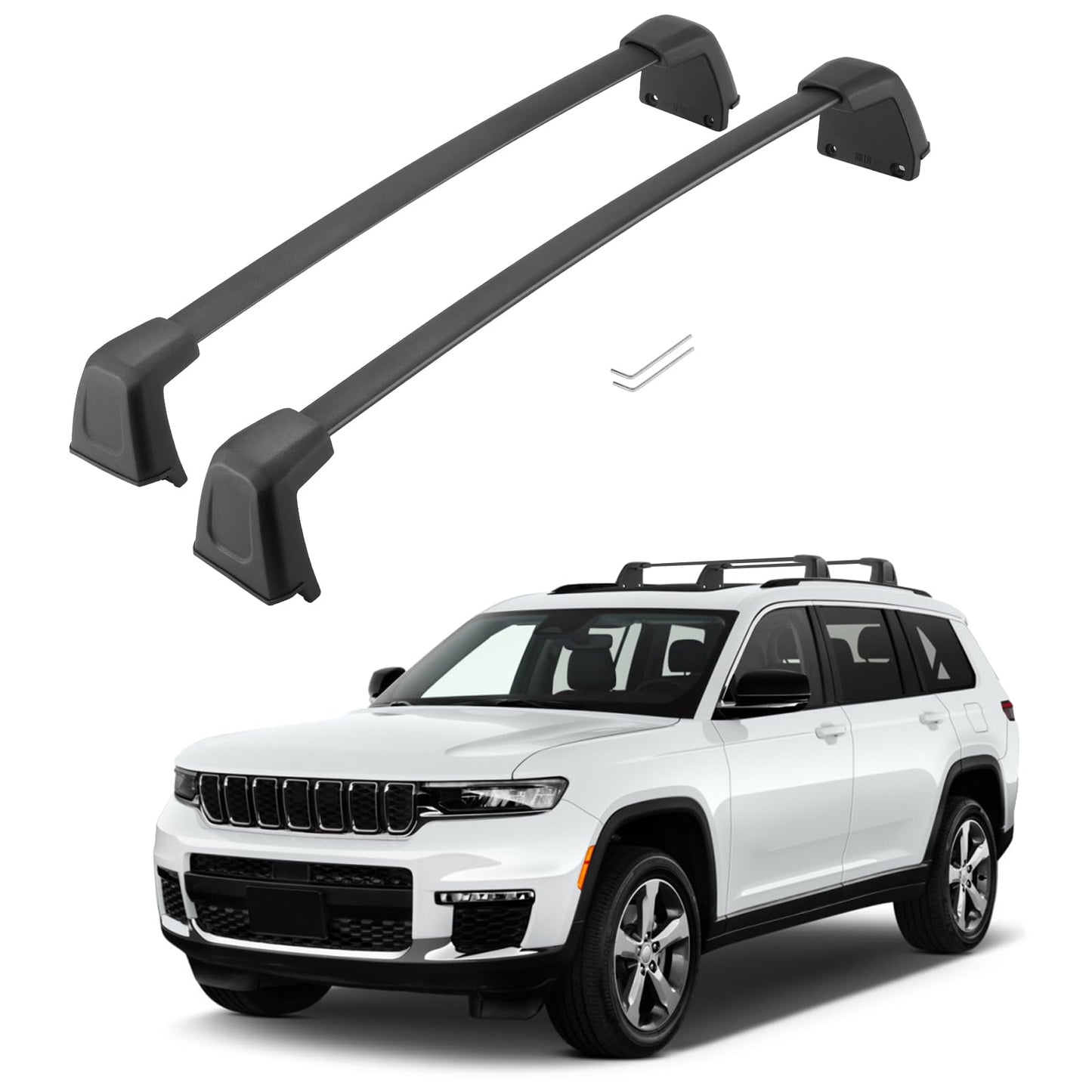 Roof Rack Cross Bars Compatible with Jeep Grand Cherokee Altitude & SRT & Trackhawk with Roof Black Moldings 2011-2022, Aluminum Crossbar Replacement with Lock for Roof Cargo Kayak Skiboard