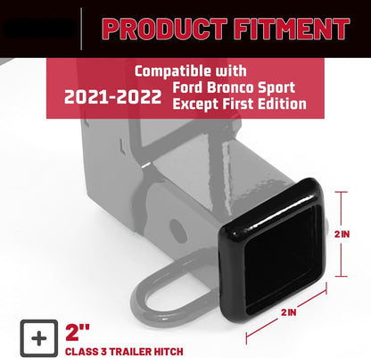 HECASA 2" Class 3 Trailer Hitch Receiver Compatible with 2021-2022 Ford Bronco Sport Except First Edition Steel Powder Coated