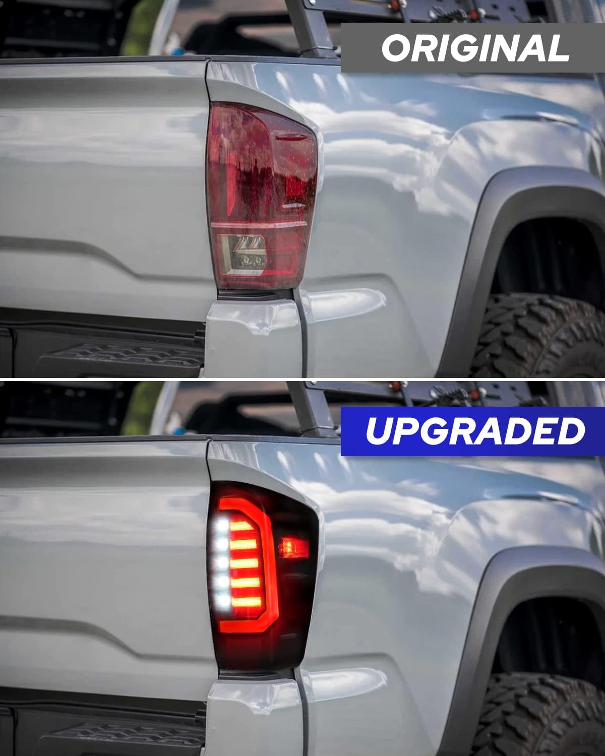 AUTOONE 2023 Upgraded Toyota Tacoma LED Tail Light Assembly with Black Housing Smoked Lens, Rear Lamp Replacement for 2016 2017 2018 2019 2020 2021 2022 2023 Toyota Tacoma, Driver & Passenger Side