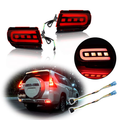 3D Optic LED Rear Bumper Reflectors Brake Tail Light Lamps Kit For Toyota Land Cruiser PRADO FJ 150 2010 - 2018