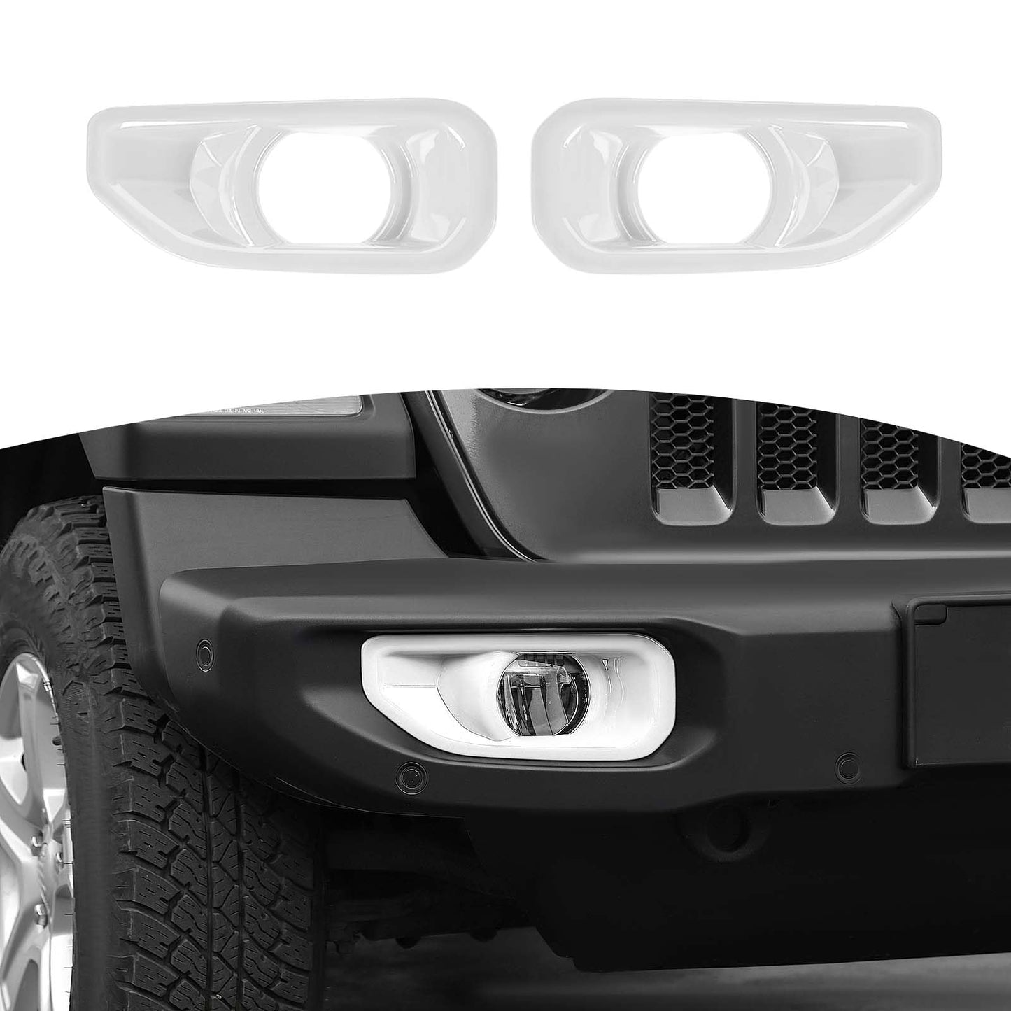 for Jeep JL Front Bumper Fog Light Cover Trim for Jeep Wrangler JL JLU 2018 up for Gladiator JT 2020 up Black Exterior Accessories 2pcs