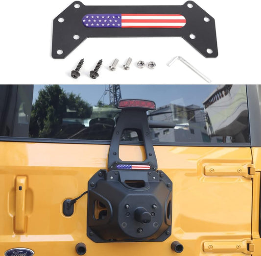 Third/3rd Brake Light Extension Mounting Bracket, BORUIEN 3rd Brake Light Holder Spare Tire High Brake Lights Extension Brackets for 2021 2022 Ford Bronco (NOT for Bronco Sport) (Black USA Flag)