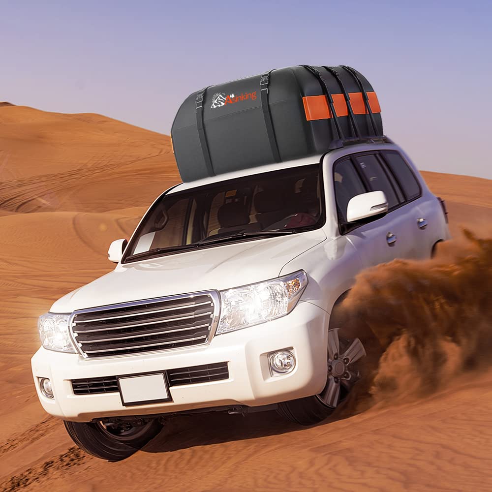 Car Rooftop Cargo Carrier Bag, 15 Cubic Feet Waterproof Heavy Duty 840D Car Roof Bag for All Vehicle with/Without Racks - Anti-Slip Mat