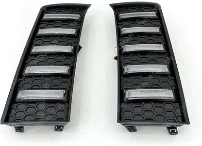 Pair Fog Lights LED For Tundra Compatible With 2022 2023 2024 2025 Toyota Tundra Daytime Running Lights Front Grille Air Intake Vent Lamps Turn Signal DRL Matter Black LH&RH (W/Light)