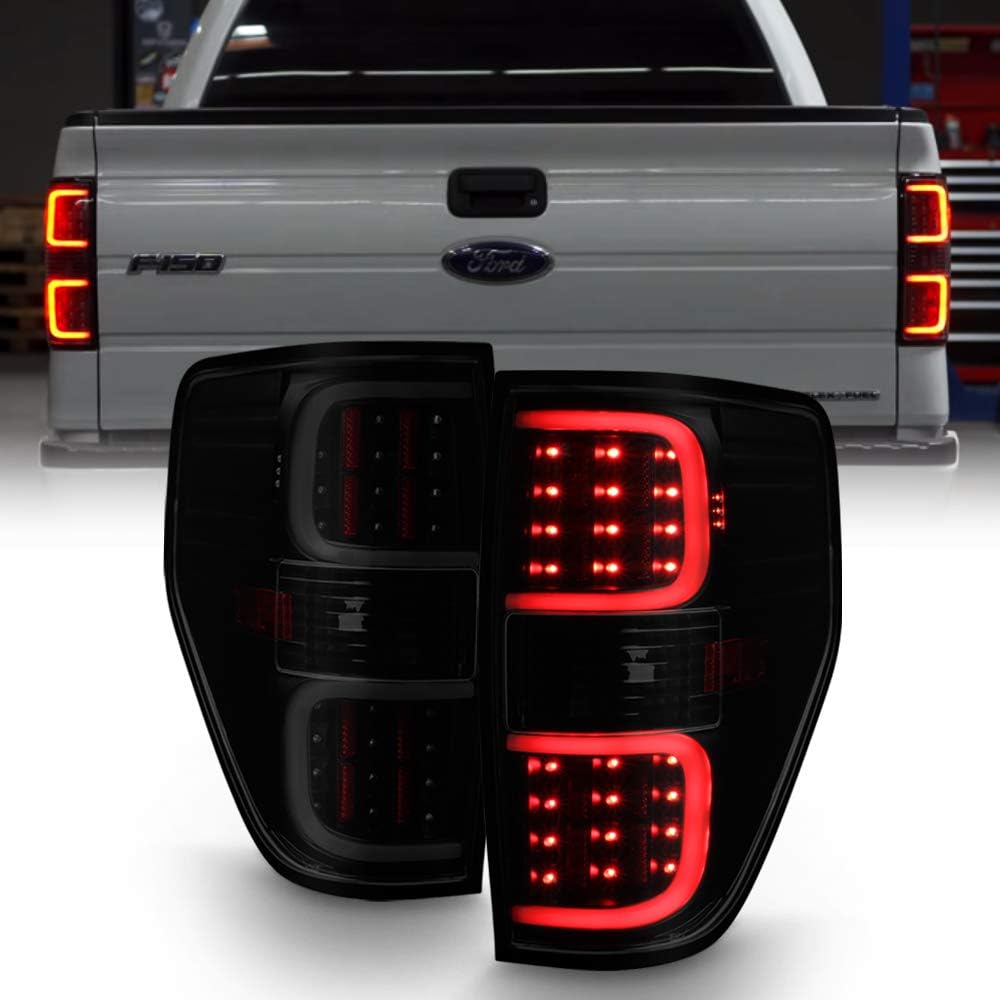 For 2009-2014 Ford F150 Pickup Truck Black Smoked LED Tube Style Tail Lights