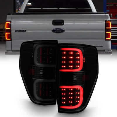 For 2009-2014 Ford F150 Pickup Truck Black Smoked LED Tube Style Tail Lights