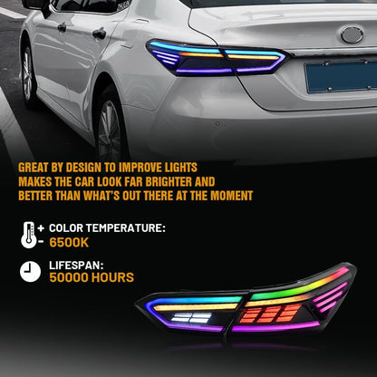 T T-ABC Taillights Compatible with Toyota Camry 2018-2024 LE SE TRD XSE XLE Nightshade Hybrid Tail Lights Assembly 8th Gen Accessories LED Sequential Animation Custom Replacement (NK Style R)