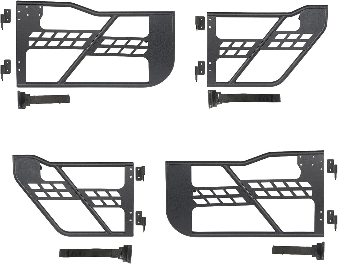 Hooke Road Front Rear Tubular Half Doors for 2018-2025 Jeep Wrangler JL & 2020-2025 Gladiator JT (4 Doors Set)