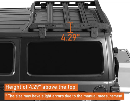 Hooke Road JL 2 Doors Roof Rack Cross Bar Aluminum Cargo Basket Carrier for 2018-2025 Jeep Wrangler JL 2-Door Hard Top (No Drill)- Easily Remove Front Top Panels