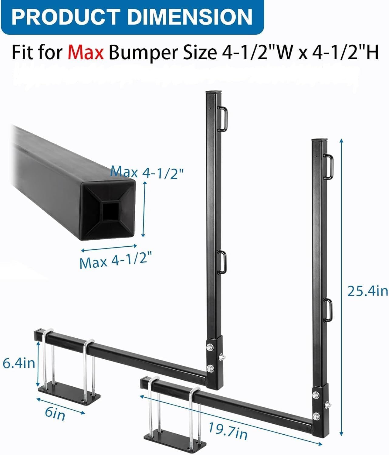 RV Tote Tank Carrier, Heavy Duty Steel RV Bumper Mount Tote Tank Holder with 2 Ratchet Straps, Fit Max 4.5" Bumper