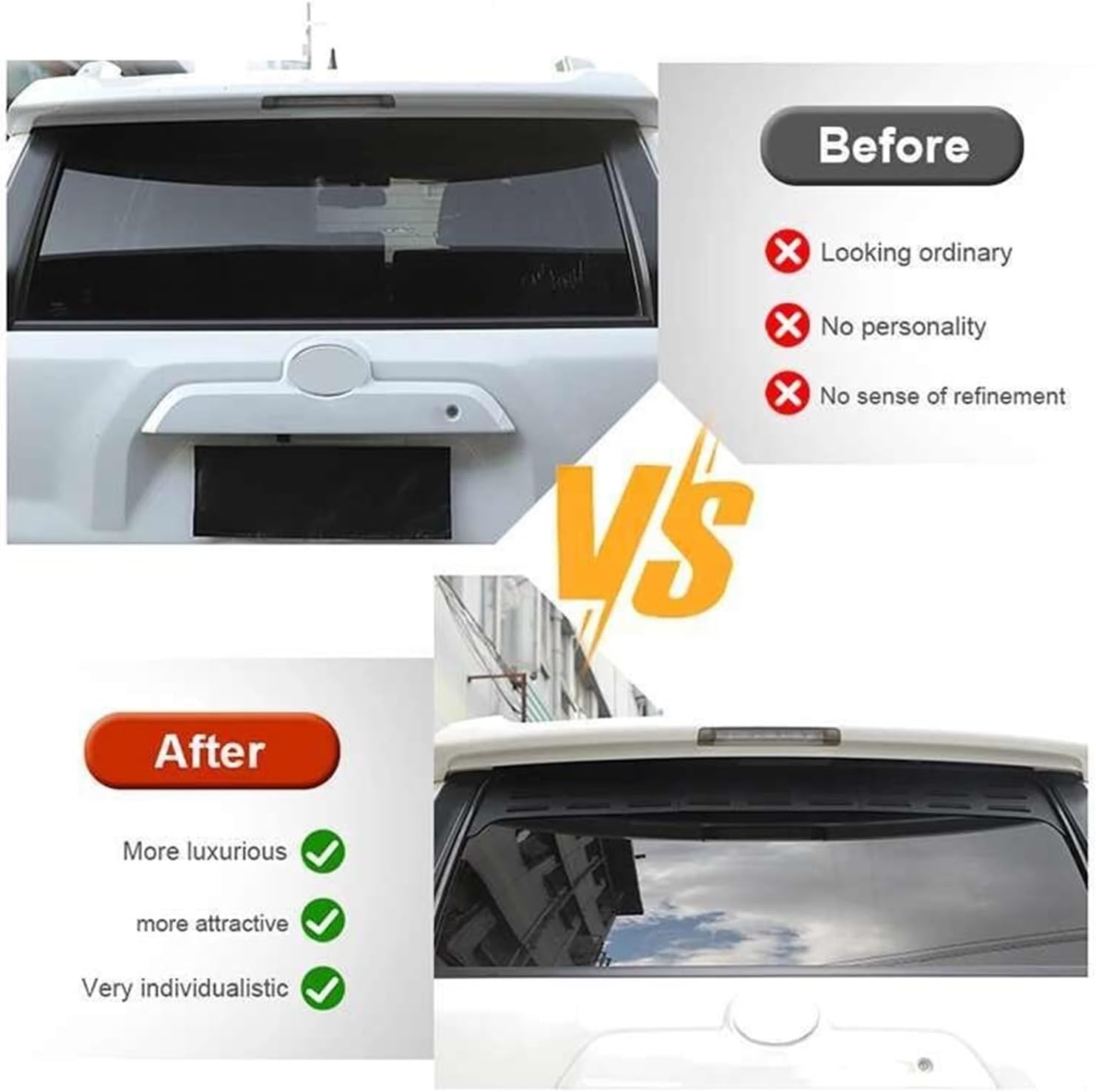 JeCar Aluminum Rear Door Vent Louver Cover Compatible with 4Runner 2010 Up Trunk Exhaust Opening Air Outlet Panel Car Exterior Accessories