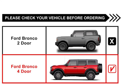 TAC 3” Texture Black Side Steps Running Boards Fit 2021-2024 Ford Bronco 4 Door (Not for Bronco Sport) SUV 3” Texture Black Side Bars Nerf Bars Off Road Accessories (2pcs)