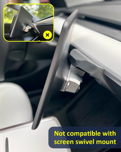 Under Screen Storage Organizer for Tesla Model Y Model 3 Accessories(include Juniper & Highland), Rattle-Free Push Latch Mechanism Perfect Fit, Tissue Dispenser, Hidden for Personal Valuables