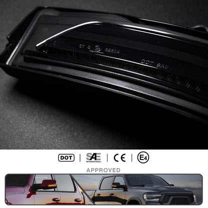 2Pcs Amber Sequential Blink Dynamic LED Side Mirror Marker Lights for Dodge Ram 1500 2019-2024