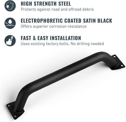 RockTrix Black Front Brush Guard, 3.12 inch Height to Clear Winch, Compatible with 2018+ Jeep Wrangler JL, 2019+ Gladiator JT - Steel Bar Grille Guard for Steel Rubicon Bumper