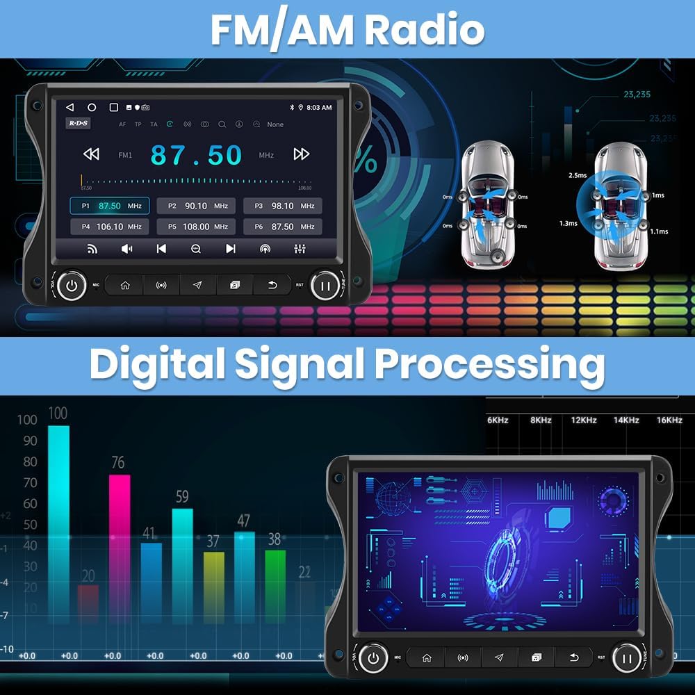 Car Stereo [4GB+64GB] for Jeep Wrangler JL & Gladiator JT 2018-2022, 10 inch Touch Screen Android 13 Radio with Wireless Carplay & Android Auto, GPS/FM/5G WiFi/USB/Bluetooth 5.0/4G LTE