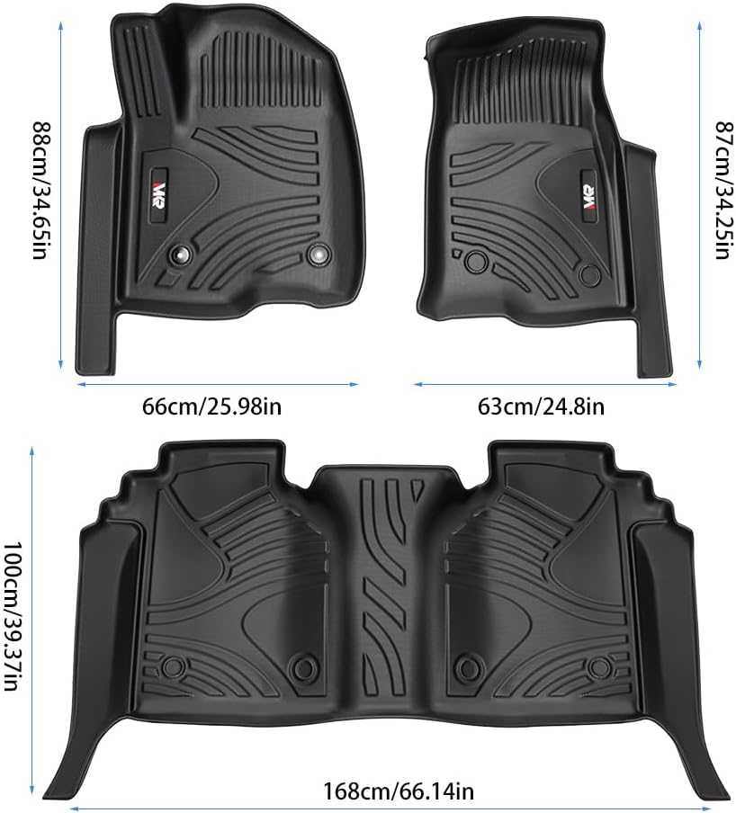 All Weather Floor Mats for Chevy Silverado GMC Sierra 1500 2019-2025 / SLV/SRA 2500 3500 HD Crew Cab 2020-2025