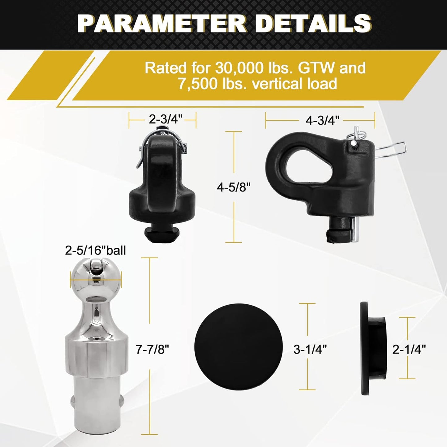 Puck System Gooseneck Hitch Ball Kit, Compatible with 2013-2024 Ford F250 F350 F450, 2016-2024 Chevrolet Silverado, GMC Sierra & Nissan Titan XD, 30000 lbs GTW/ 7500 lbs VTW, 2-5/16 Inch Ball