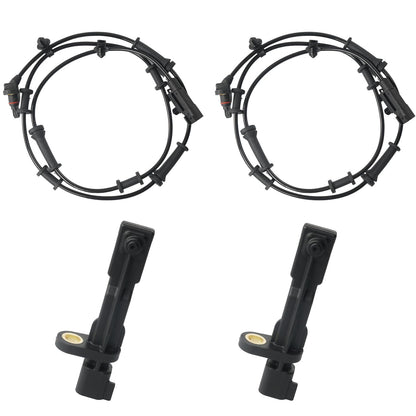 4PCS ABS Wheel Speed Sensor Front & Rear, Left & Right Compatible with 2007-2011 Jeep Wrangler 3.8L, 2012-2017 Jeep Wrangler 3.6L Replace 68003281AA, 68003281AB, 52125003AD, 52125003AB, 52125003AC