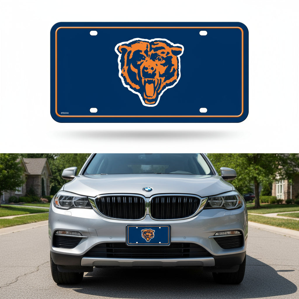 Rico Industries NFL Football Modern Retro Metal Auto Tag 6" x 12" - Great for Truck/Car/SUV