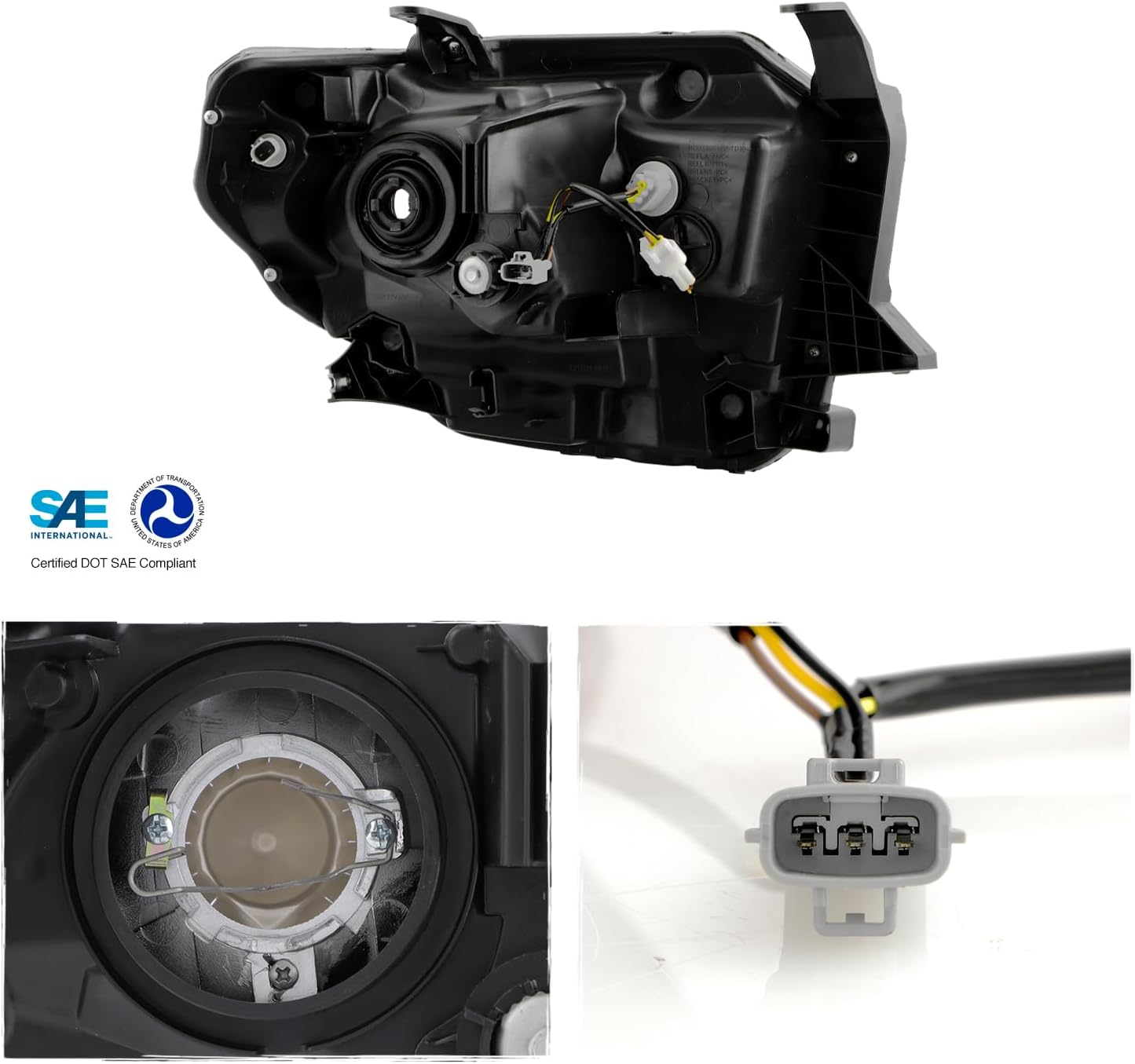 AKKON - Fits 2014-2020 Toyota Tundra Pickup Black Headlights Pair Driver & Passenger w/LED Tube DRL Running Light