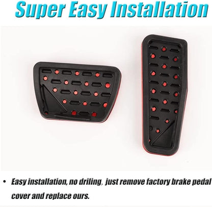 For Jeep Wrangler JL 2018-2023/Gladiator JT2020-2023 2PCS Aluminum Anti-Slip No Drilling Brake and Gas Accelerator Pedal Pad Cover Foot Pedal Pads Kit Interior Decoration Accessories(RED) - OMOTOR