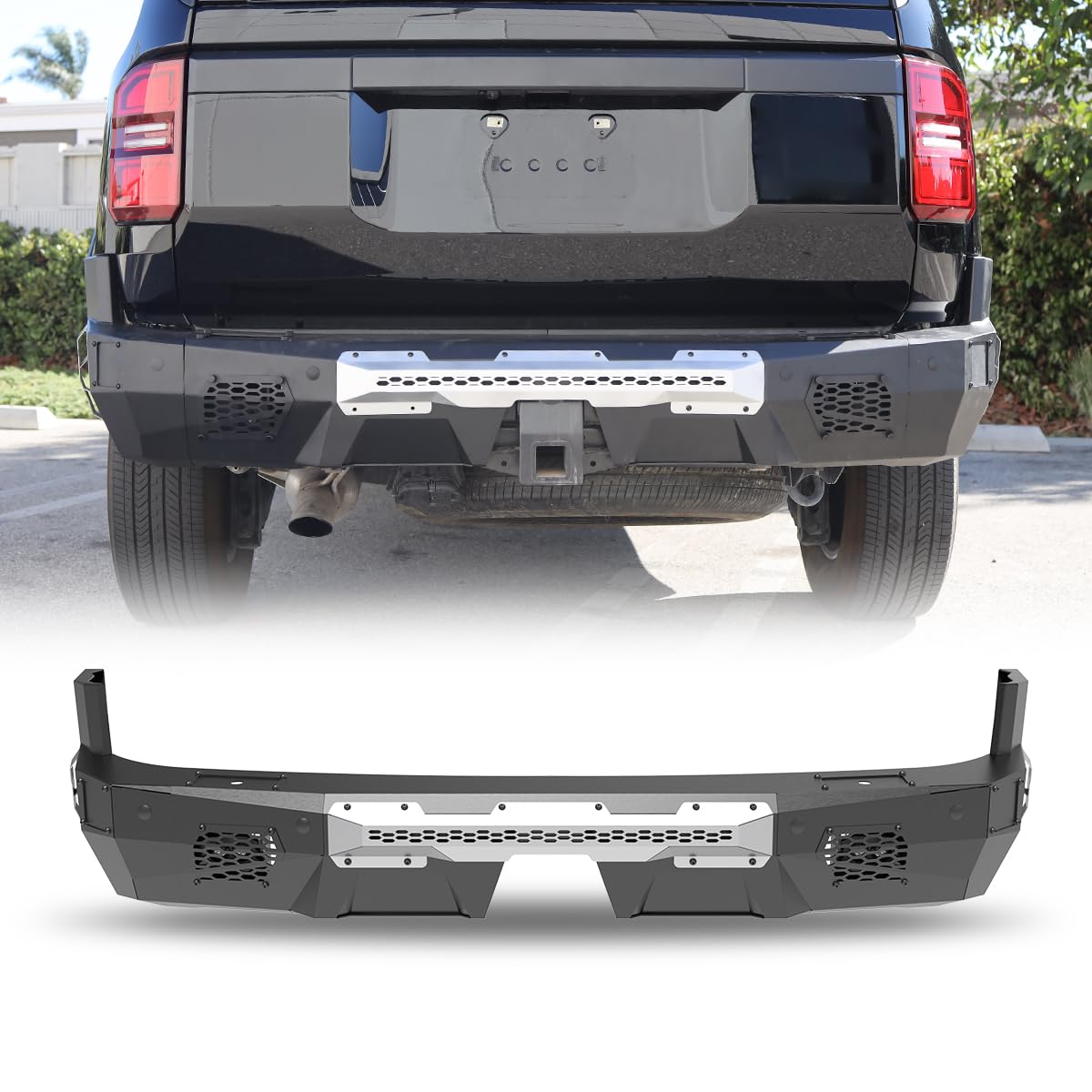 Rear Bumper Compatible with Toyota Land Cruiser LC250 2024 - 2026 with Side Wings & 2 * LED Pod Lights