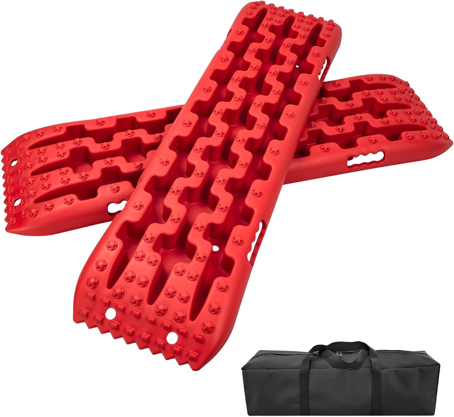 Donext Recovery Traction Boards, Offroad Tracks Board, Traction Tire Ladder, 4WD Traction Mats for Sand, Mud & Snow, Snow Chains(41in-Red)