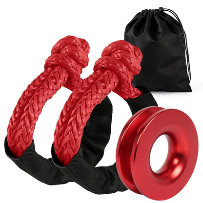 Snatch 66000 LB Recovery Ring with 2 PCS Soft Shackle 1/2" X 22 Inch Winch Rope for ATV UTV SUV Truck Off Road