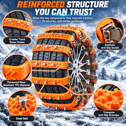 Universal Snow Chains, Portable Tire Chains for Car Truck SUV