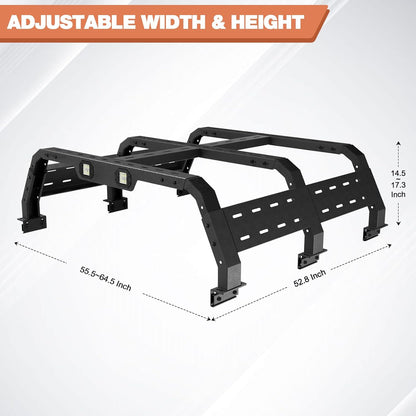 Truck Rack for Full-Size Trucks Without Bed Rails 17.3'' Truck Bed Rack Compatible with 2002-2022 Dodge Ram 1500, 2014-2022 Chevy Silverado 1500, 2015-2022 Ford F-150, 2007-2013 Toyota Tundra - OMOTOR
