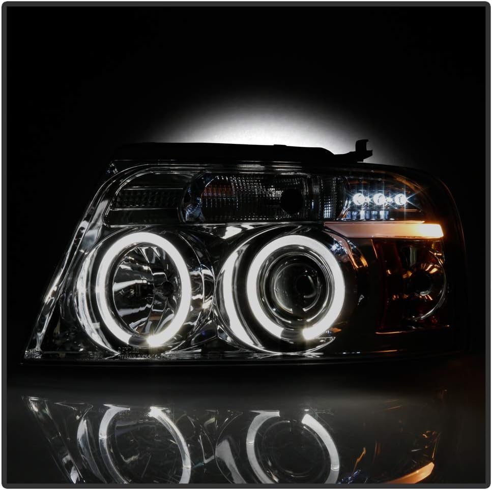 For 2004-2008 Ford F150 LED Dual Halo Ring Smoked Lens Projector Headlights Headlamps, Driver & Passenger Side