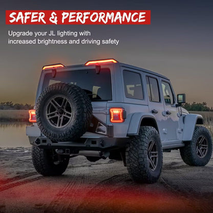 High Mount Brake Light with Turn Signals & Brake Lights, Extra Tail Light For 2018-2023 Wrangler JL Upgrade Roof Tail Lights