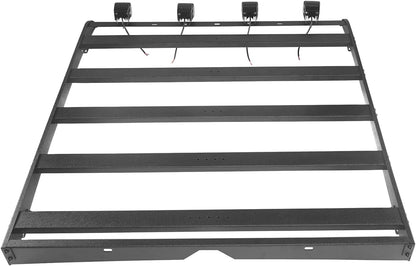 Roof Rack Steel Crossbars Cargo Carrier Basket with LED Lights for 2014-2021 Toyota Tundra Crewmax Pickup Truck