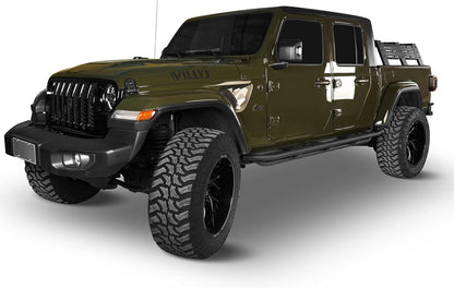 Hooke Road Gladiator Cab Length Side Steps Tube Running Board Nerf Bar Rock Slider Rails for 2020-2025 Jeep Gladiator JT Pickup Sport Willys Overland Rubicon Mojave