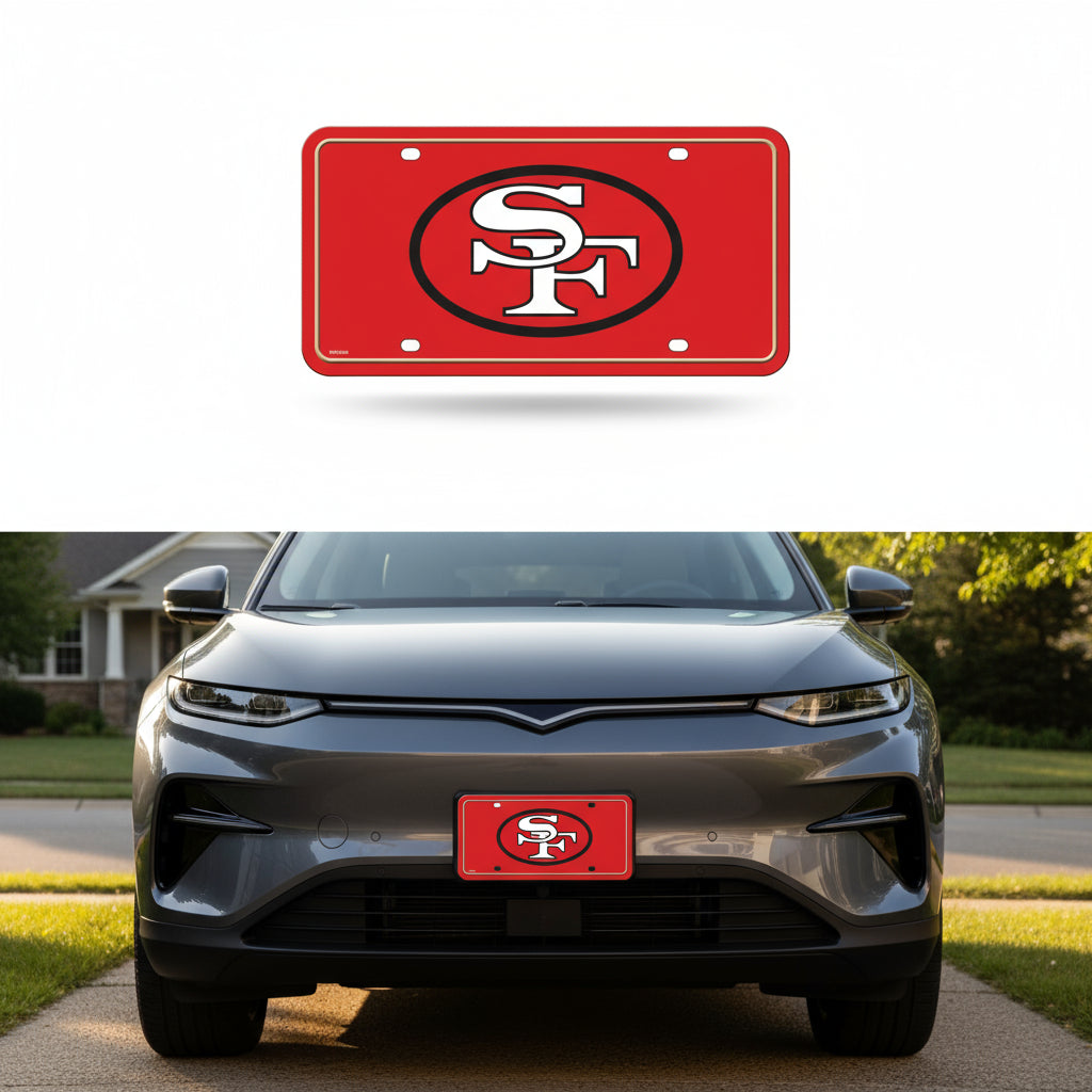 Rico Industries NFL Football Modern Retro Metal Auto Tag 6" x 12" - Great for Truck/Car/SUV