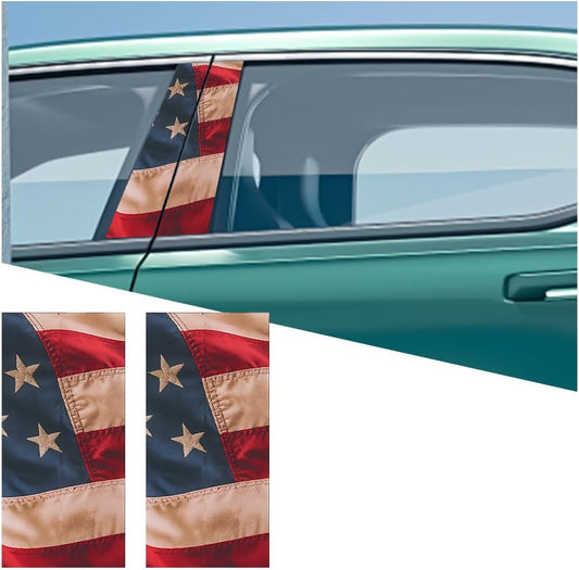 Car B Pillar Sticker, 2PCS American Flag Waterproof Vehicle Center Pillar Decal Set, Self-Adhesive Automotive Door Side Trim Decorative Sticker, Universal for SUV RV Truck (Style 3)