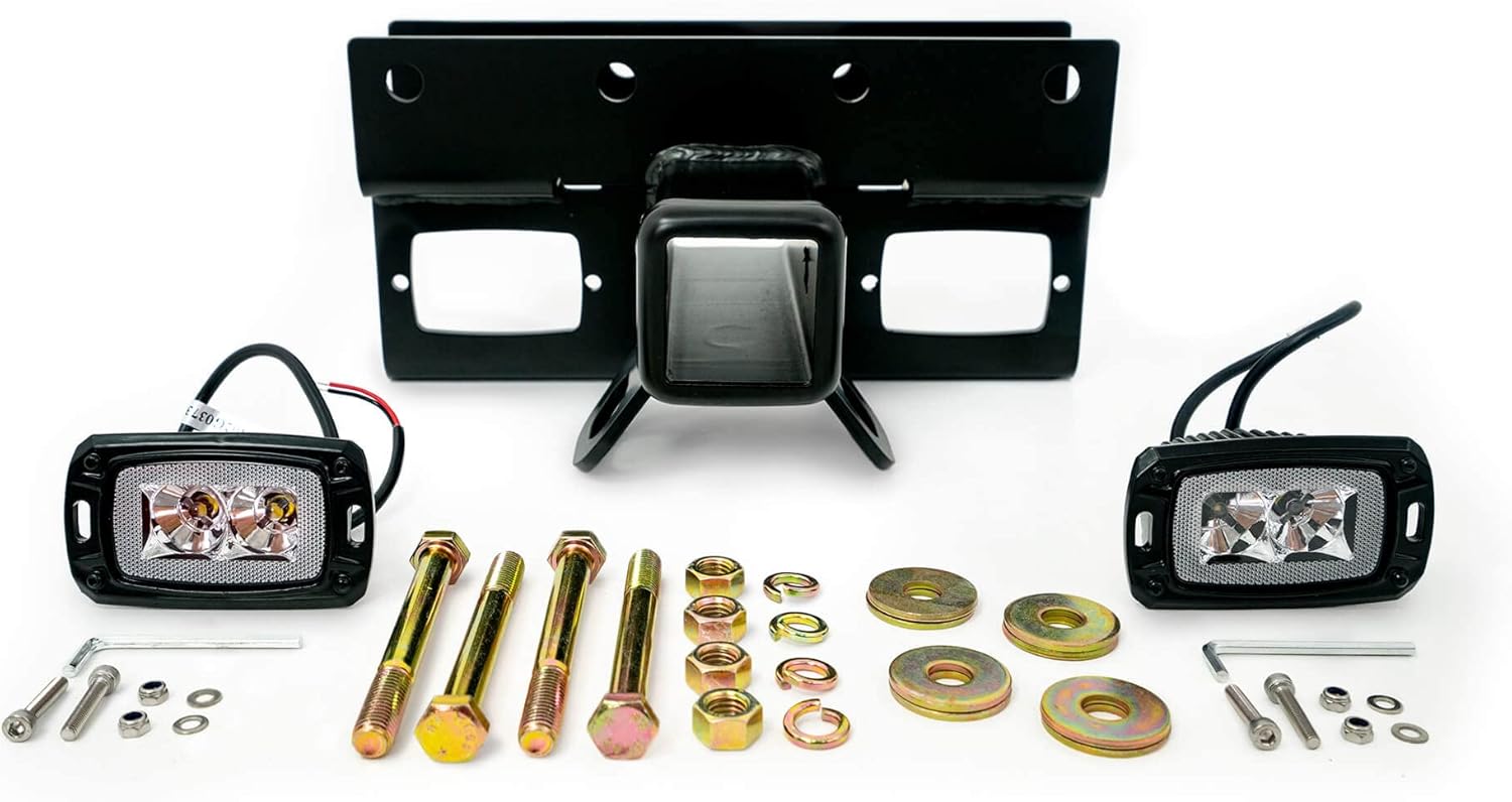 Bolt-on Hitch with Lights Compatible with 2007-2018 Jeep Wrangler JK & 2018-2025 Jeep Wrangler JL | Uses Factory Mounting Location | 2-inch Receiver | LED Lights Included | DV8 Offroad