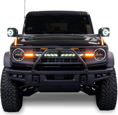 IAG I-Line Side Mirror LED Lighted Cap for Ford Bronco 2021+ 2/4 Door in Gloss Black Finish (Not Sport)
