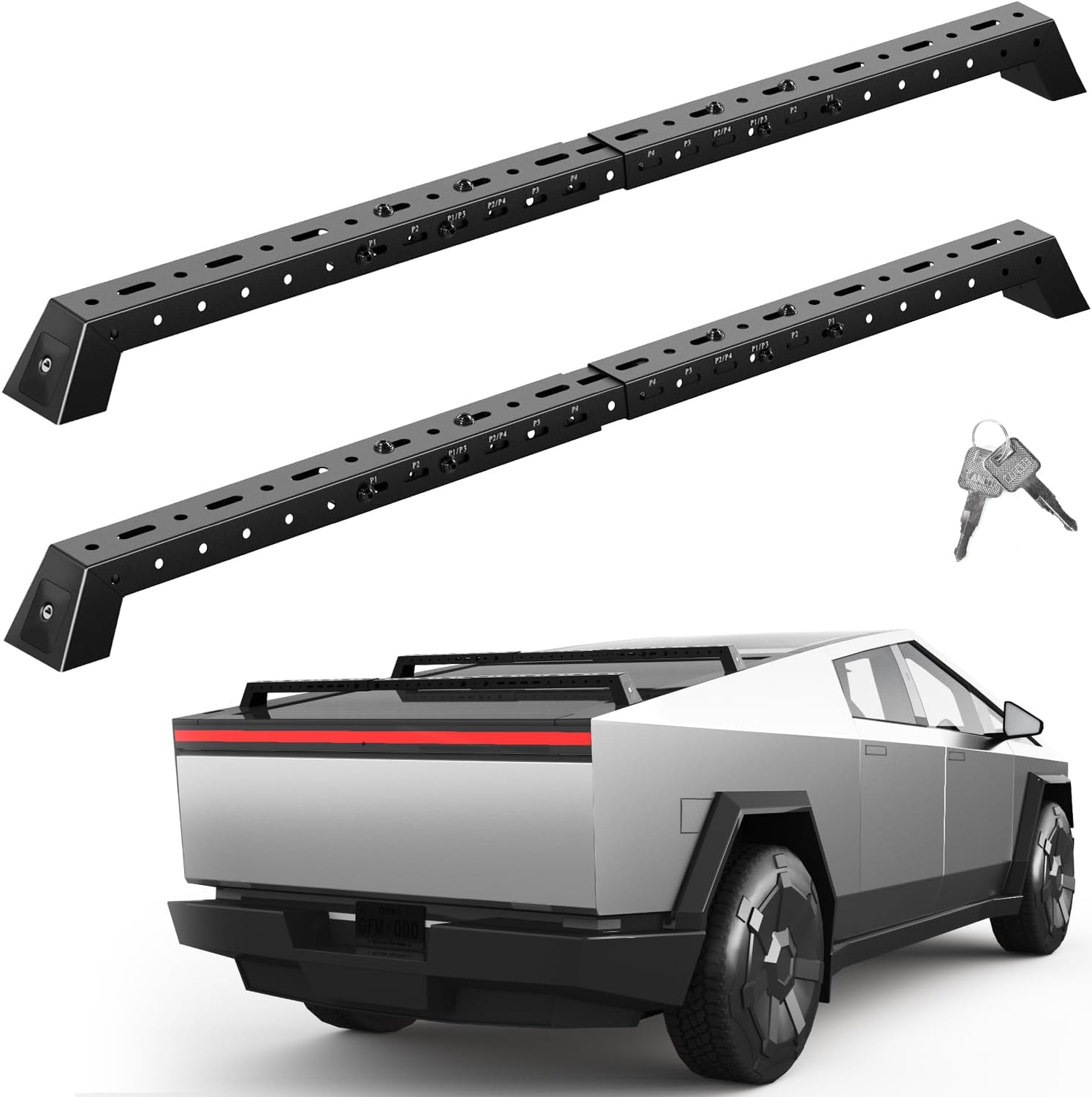 260lbs Lockable Roof Rack Cross Bars Compatible with Tesla Cybertruck 2024-2026