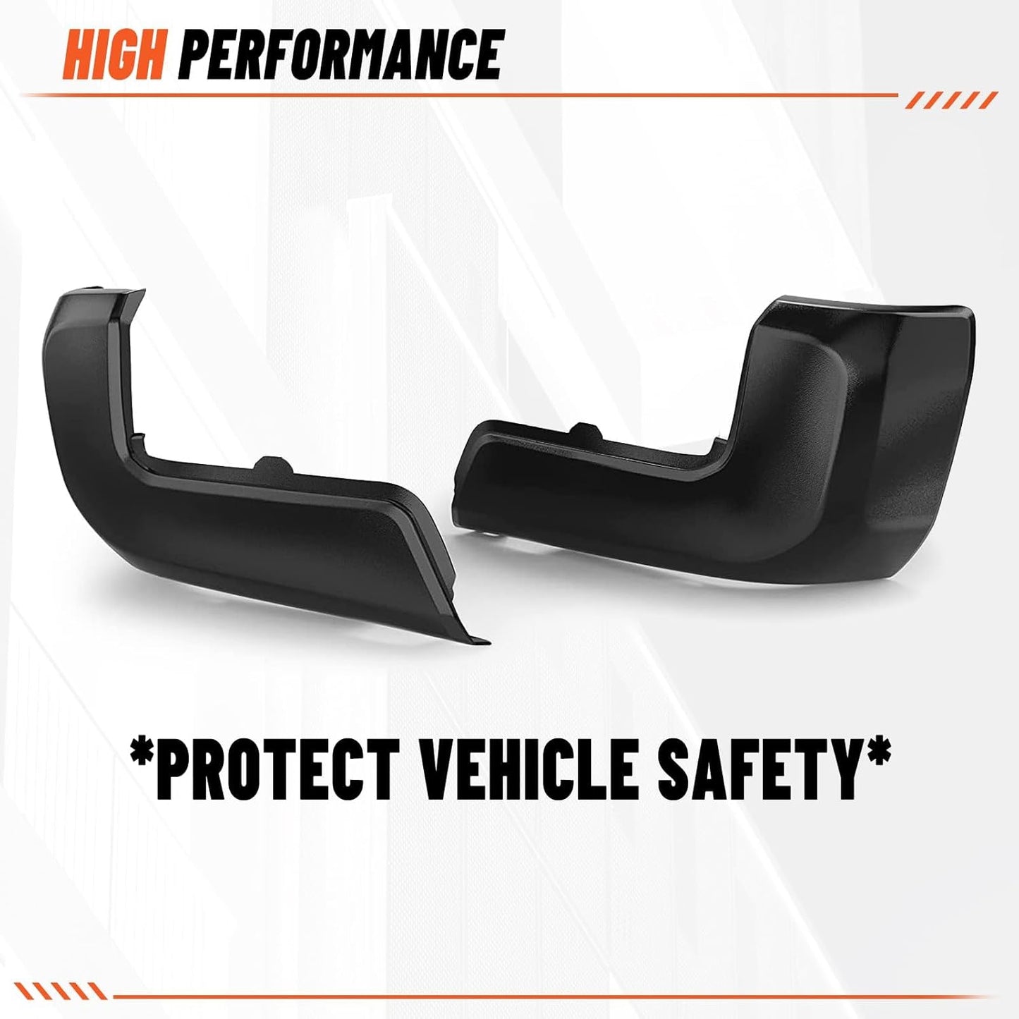 ECOTRIC Rear Bumper End Cap Compatible With 2016-2023 Toyota Tacoma W/O Sensor Hole Replace for TO1105133, TO1104133; 52156-04010, 52155-04010 Corner Cover Driver and Passenger Side Black