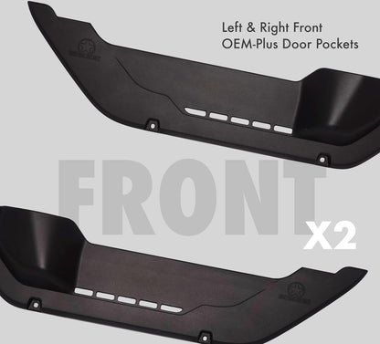 OEM-Plus Front Door Only Pockets for MY2018-2025 Jeep Wrangler JL, JLU, JT Gladiator | Electric Seat Compatible | Made in USA (2 Door)