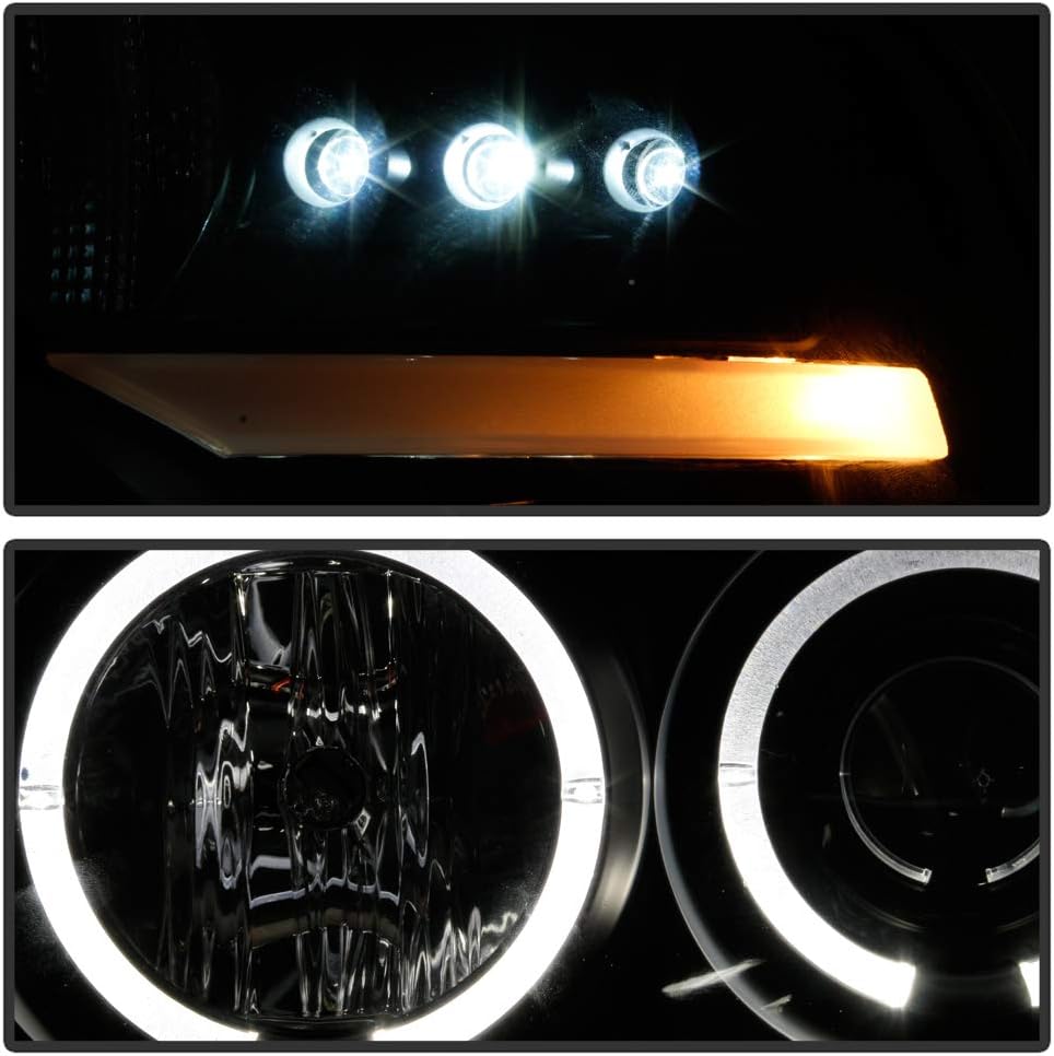 For 2004-2008 Ford F150 LED Dual Halo Ring Smoked Lens Projector Headlights Headlamps, Driver & Passenger Side